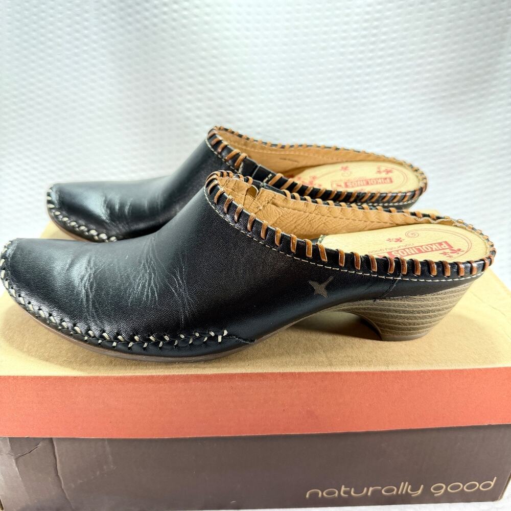 Vintage Pikolinos 818-8802 Womens Leather Mule Clogs Black Brown EU 39 | US 8.5